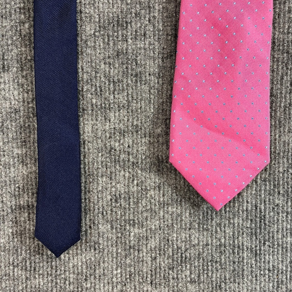 Tommy Hilfiger Mens Pink Blue Micro Dot Silk Necktie Formal Business Tie